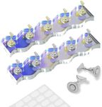 Ruetail 2 Sets Nail Stand for Press Ons Magnetic Acrylic Nail Holder with 100 Pcs Reusable Double Sided Stickers,for Artistic Nail Display Stand Home and Nail Salon Supplies, Sea Blue