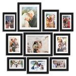 EOMEOH Picture Frames Set for Wall Collage,10 Pack Photo Frame with Mat and HD Glass Including 4x6 5x7 8x10 Inch Picture Frame for Wall Decor or Tabletop (Black)