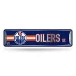 Rico Industries NHL Hockey Edmonton Oilers Metal Street Sign 4" x 15" Home Décor - Bedroom - Office - Man Cave