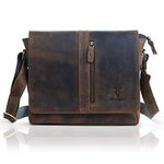 Goatter Mens Genuine Leather 11" Inch Messenger Bag (Coffee -1)