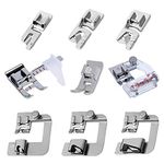 Fbshicung 9Pcs Sewing Machine Feet Set Includes 3pcs Narrow Rolled Hem Presser Feet,3Pcs Rolled Hem Pressure Foot,Zig Zag Presser Foot,Adjustable Guide Foot, Bias Binder Foot for Brother Singer Janome