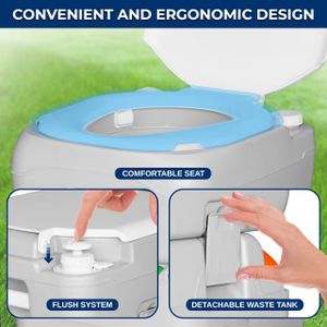 SereneLife Portable Camping Toilet 22L – Leak-Proof Cassette Porta Potty, White