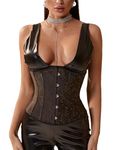 Alivila.Y Fashion Corset Womens Brocade Underbust Boned Corsets Bustier Waist Trainer, Brown, XX-Large