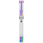 Asvine V200 Titanium Fountain Pen Vacuum Filling, Rainbow Iridium Fine Point Transparent Acrylic Smooth Writing Pen Case Set