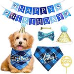 KUTKUT Dog Birthday Bandana Girl Boy - Birthday Party Supplies - Puppy Birthday Hat Scarf Happy Birthday Banner Dog Boy Girl Birthday Outfit for Pet Puppy Cat…