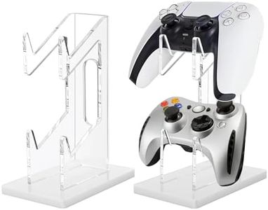 DuringCo Game Controller Holder - Universal Dual Controller Stand, Gamepad Stand, Acrylic Clear Controller Display Stand Anti Slip Compatible with Nintendo Switch Xbox PS5 PS4, White