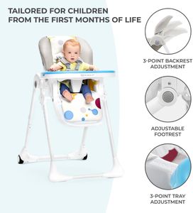 Kinderkraft Yummy Highchair – Adjustable Baby Seat, Gray