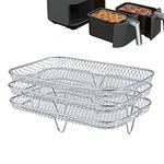 Jetcloud Air Fryer Rack 3 Pcs for Ninja, Stackable Air Fryer Accessories 304 Stainless Steel Air Fryer Basket Tray Multi-Layer Dehydrator Rack for Baking Roasting(rectangle)