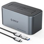 ORICO Hard Drive Docking Station, Aluminum USB C to SATA 3.0 (Real 6 Gbps) Hard Drive Enclosure with UASP for 2.5 or 3.5 Inch HDD with 12V 2A Power Supply, 18TB Support, Gray (6616C3)