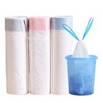 3 Rolls 15L Bin Bags Bin Liners Drawstring Rubbish Bags , Small Bin Bags Degradable Trash Bags Unscented Indoor Garbage Bags for Bedroom Kitchen Office （45x50cm, 15L）