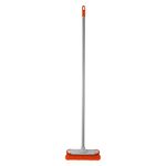 CHARLES BENTLEY Broom, Orange, Soft, Indoor Broom, Metal Handle, Broom Head, Soft Flagged Bristles, Rubber Bumpers, Strong, Robust Handle, Hanging Hook, Practical (120x14x14cm)