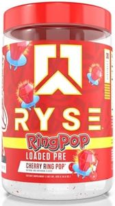 Ryse Up Supplements Loaded Pre-Workout Powder Official Ring Pop® Cherry Flavor | Fuel Your Greatness, Pump, Energy Strength, 438 Gram (Pack of 1)