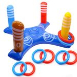 TYEQWT Inflatable Pool Ring Toss Game Toy Set, 9 Pieces Ring Toss Game for Kids Toss Games Set with 8 Rings, Swimming Pool Game for Kids and Adults Summer Gift for Indoor Outdoor Game