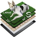 MEEXPAWS Dog Toilet with Artificial Grass | Large Litter Tray 85×59 cm | 2×Grass Patches for Dogs Replacement | Indoor Dog Potty with Training Pads | Rapid Drainage Pee Pads for Dogs