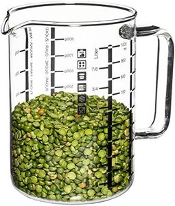 Simax Glass Measuring Cup | Durable Borosilicate Glass, Easy to Read Metric Measurements- Liter, Milliliter, Ounce, Sugar Grams, Flour Grams, Drip Free Spout, Microwave and Dishwasher Safe (32-Ounce)