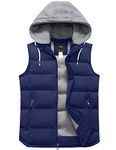 ZSHOW Men's Outdoor Vest Removable Hooded Padded Puffer Vest, Blue, Large