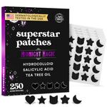 LivaClean 250CT Black Star Pimple Patches Midnight Magic w/Salicylic Acid & Tea Tree Oil - Pimple Patches for Face, Hydrocolloid Acne Patches, Cute Face Stickers, Zit Patches