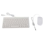 Mini Wired Keyboard Mouse Set, Compact Design, Ultra Thin with Cable, Plug and Play for PC Laptop (White)