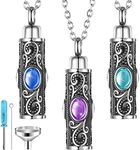 Jadive 3 Pieces Cremation Urn Pendant Necklaces Ashes Necklace Pendant Memorial Keepsake Pendant Ash Holder Cremation Jewelry for Human Ashes Memory Jewelry Decor, 22 Inches Long, Stainless Steel