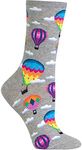 Hot Sox Women's Fun Pop Culture & Celebration Crew Socks-1 Pair Pack-Cool & Funny Gifts, Hot Air Balloons (Sweatshirt Gray Heather), 4-10