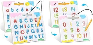 JoyCat Magnetic Letter Tracing Board, 2-in-1 Double-Sided ABC Magnets for Kids Ages 3-5 + Double-Sided Magnetic Number Tracing Board - 2-in-1 Numbers 1-20 Writing Toys for Toddlers & Kids