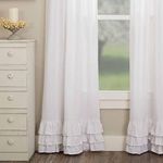 Piper Classics Serenity Ruffled Panel Curtains, Set of 2, 84" L x 40" W, Crisp White w/Ruffles at Bottom, Cottage, Farmhouse, Boho Style