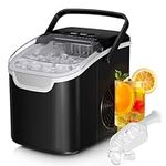Countertop Ice Maker Machine, 8 Ice Cubes in 6 mins, 26lb/Day Bullet Ice with 2 Sizes- Portable Mini, Energy Saving & Basket/Scoop for Home/Party/Travel/Camping/Bar,Black