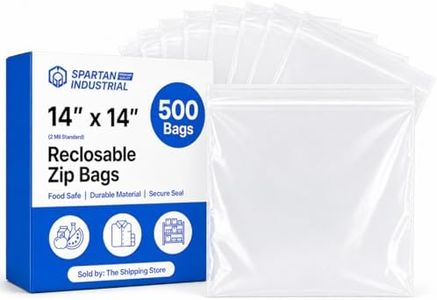 Spartan Industrial - 14" X 14" Plastic Zip Bags (500 Count) - 2 Mil Clear Plastic Bags for Clothes Storage