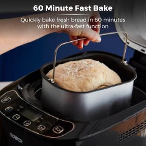 Tower Digital Bread Maker, 2 lb – 12 Programs, Non-Stick, Black