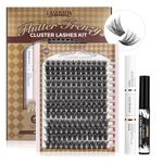 LASHVIEW 56D DIY Eyelash Extension Kit, Cluster Eyelash Extensions with Lash Bond and Seal, Cluster Lash Glue Remover, Lash Applicator for DIY Eyelashes Extensions