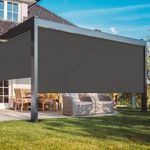 Outdoor Roller Shades for Patio with New Operation Mode (with Pull Rod-No Need Crank), Upgraded Materials Patio Shades Roller Up Outdoor with 95% UV Protection, Outdoor Blinds for Patio Proch