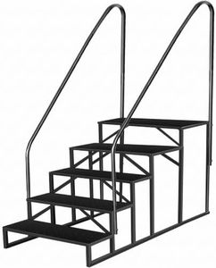 5-Step Ladder with Handrail, Heavy-Duty Iron Stairs for Swimming Pool, Travel Trailers, and Motorhomes, 660 lb Load Capa