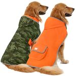 HDE Reversible Dog Raincoat Hooded Slicker Poncho Rain Coat Jacket for Small Medium Large Dogs Camo Orange - XL