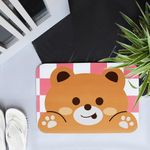 THE LITTLE LOOKERS Bathroom Mat for Kids Room/Bathroom Carpet/Anti-Slip Bathroom Mat for Kids/Doormats for Baby Room, Washable & Non-Slip (Bear - Pink)