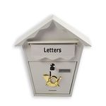 Post Box Large Wall Mounted Outdoor Steel Mail Box Lockable Letter Mail – Metal Mail Box with Golden Horn Logo (White)