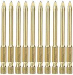 Jindizi 10 PCS Hard Alloy Glass Drill Bit for Ceramic Tile Marble Mirror Glass 6mm