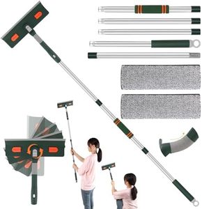 Wotteickl Window Squeegee Cleaner, 4 in 1 Window Washing Tool kit with Extension Pole, 81‘’ Telescopic Squeegee for Window Cleaning with 180° Rotatable Head, Glass Cleaning Tools for Indoor/Outdoor