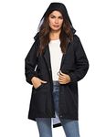 Womens Lined Waterproof Jackets Windbreaker Waterproof Rain Coat Black L