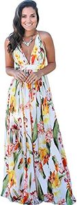 Women Transformer Tie Dye Convertible Multi Way Wrap V-Neck Wedding Bridesmaid Dress Halter Evening Cocktail Party Maxi Gown, White Lily, XX-Large