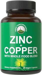 Zinc with Copper + Whole Food Blend of 25 Vegetables and Fruits for Max Absorption. Immune Support Supplement Capsules. Two Essential Minerals for Immunity. Zinc Vitamin Pills for Men and Women.