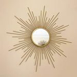 Gold Sunburst Wall Mirror 60x60cm Vintage Metal Frame Home Decorative Round Glass (Large)