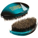 Torino Pro Wave Brushes By Brush king tp#156 - Medium Palm Curve brush - 360 Wave curved brush for Men- Extra Long 100% Boar bristles