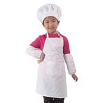 Fancyclub Polyester Children Chef Costume Baby Chef Apron + Hat For Kids Dress|| Chef Cook Apron Costume (4-5 Years, White Apron)