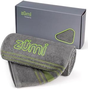 Zumi 100% Cotton Quick Dry Large Travel Towel - Soft, Thin, Compact, Highly Absorbent, Lightweight Camping Towel for Beach, Gym, Bath, Shower, Swimming, Pool, Dorm, RV - Gray