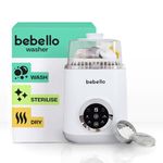 Bebello Washer | Most Awarded 4-in-1 Baby Bottle Washer, Steriliser, Dryer & Storage | Machine for Cleaning Bottles, Breast Pump Parts & Dummies | HEPA Filtration and Safe steam steriliser