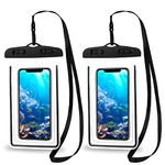 Molain Waterproof Case, 2Pack Universal Waterproof Phone Pouch Bag, Waterproof Cell Phone Dry Bag Compatible, Phone Pouch for Outdoor Water Sports, Boating, Hiking, Kayaking, Fishing (Black)