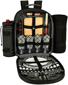 Picnic at Ascot Original Equipped 4 Person Picnic Backpack with Cooler, Insulated Wine Holder & Blanket - Designed & Assembled in The USA