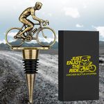 LKKCHER Cycling Wine Stopper, Bicycle Wine Gifts Father Day Gifts Christmas Gifts Birthday Gifts for Men Cyclist, Bottle Stoppers for Wine Champagne, Bronze with Gift Box