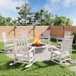 HDPE Rocking Chair Outdoor- Poly High Back Porch Rocker Chairs for Adults - All Weather Resistant Furniture for Patio Front Porch
