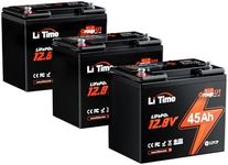 LiTime 3 Pack 12V 45Ah Group U1 LiFePO4 Battery, Low-Temp Protection, Built-in 45A BMS Wheelchair Lithium Battery, 576Wh Energy for Jazzy Select 6 Electric Wheelchair, Mobility Scooter, Trolling Motor